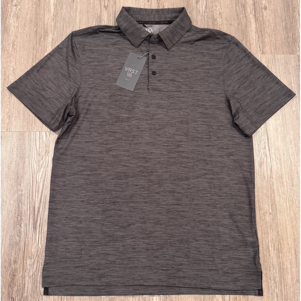 VRST Golf Polo Men's M Charcoal Gray Heather Performance Stretch Shirt NWT